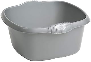 (  ) 32 Cm High Grade Plastic Washing Up Bowl 9 Litre Square Bowl Kitchen Basin Sink Tidy Organiser (Soft Cream)