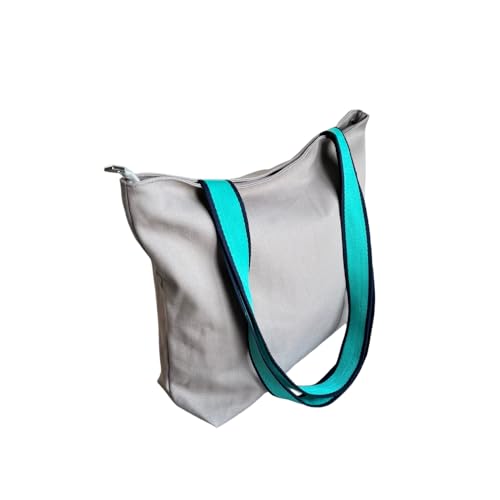 16OZ 100% Cotton Durable Large Multi Purpose Canvas Zipper Closure Lined Reusable Grocery Beach Diaper Casual Tote