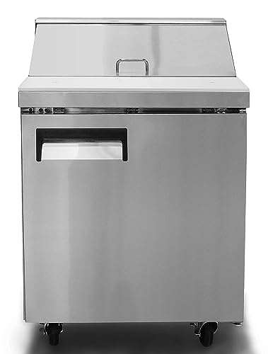 Image of FSE 27.5 Inch Single-Door Refrigerated Commercial Salad /Sandwich Prep Table, 6 Cubic Feet, Stainless Steel, 115 v