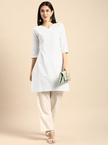 Image of Amazon Brand - Tavasya Women Cotton Solid Straight Kurta