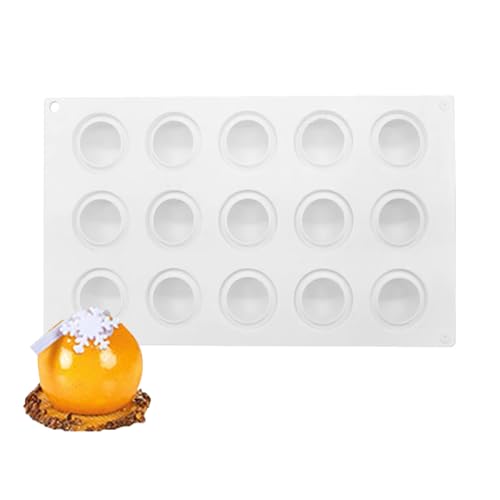 Omnikryp Moldes Silicona, Molde De Silicona Esfera, 15 Cavidades, Diámetro 42 mm, para Hacer Bombas de Chocolate, Pasteles, Gelatina, Mousse de CúPula