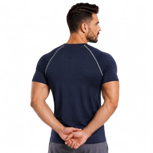 Image of GYMIFIC Men's Compression T-Shirt | Half Sleeve Gym Workout T Shirt for man | Round Neck Quick Dry Stretch Athletic Sports Tee