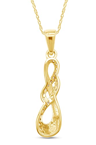 Affy 1/4 Carat White Natural Diamond Infinity Earrings Set And Pendant Necklace In 14K Yellow Gold Over Sterling Silver For Women (Clarity : I2-I3, Color : I-J, 0.25 Cttw) With 18" Chain #TOP3