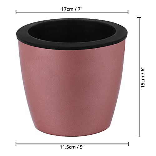 Amazon Brand – Umi Set of 2 Pink Colour Pots for Plant - 7 Inches Self Watering Flower Pot Good for Indoor & Balcony Decor Plastic Gamla Planter (Only Pots)