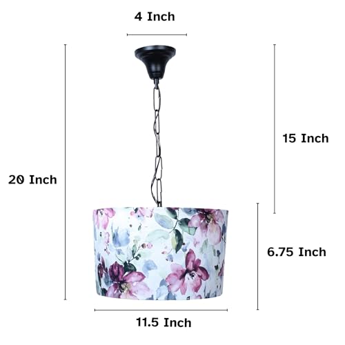 Image of tu casa Cobra Saffron Print Fabric Glow Pendent Light Hanging Lamp for Bedroom, Living Room, Lounge, Office, Gifting Area Without Bulb for Home Decoration (Height - 20 inch)
