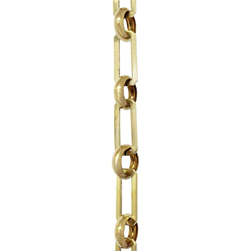 Image of RCH Hardware CH-10-PB Decorative Solid Brass Chain for Hanging, Lighting - Rectangular Cut Edge and Unwelded Links (1 Foot)