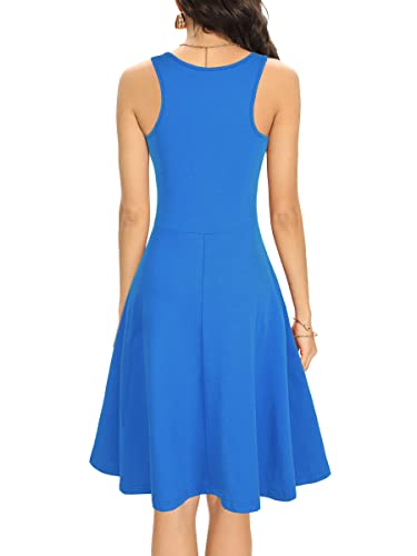 Image of Missufe Women's Sleeveless Racerback Flared Casual Plain Tank Dress