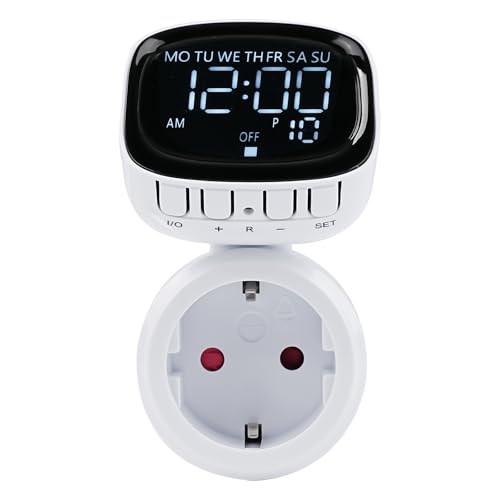 Temporizador Enchufe Cuenta atrás Digital Programador Enchufe 10 programas de interruptores programables AC230V 16A 3680W 360° giratoria Reloj Enchufe programable