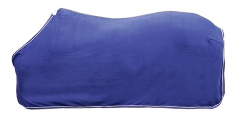 Couverture séchante HKM bleu foncé et argenté en taille 105 pour poney