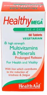 Healthy Mega Multivitamínico de Alta Potencia y Liberación Prolongada (60 Comprimidos) – Complejo con Minerales, Enzimas Digestivas y Antioxidantes