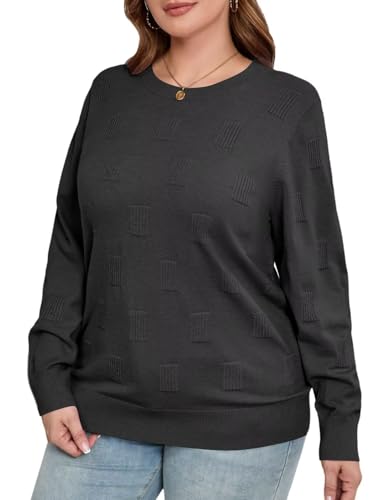 MONNURO Plus Size Sweaters for Womens Fashion Knit Long Sleeve Pullover Fall Tops Casual Shirts