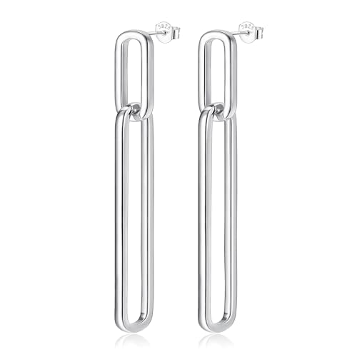 Adramata Pendientes Plata de Ley 925 para Mujer Pendientes Colgantes de Eslabones Largos Pendientes de Gota Geométricos Pendientes Plata Singularu Pendientes Antialergicos Pendientes Oro Mujer Regalo