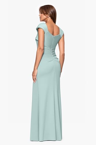 Image of Xscape Women's Betsy & Adam Women's Scuba Crepe High Neck Ruffle Hem High Low Dress