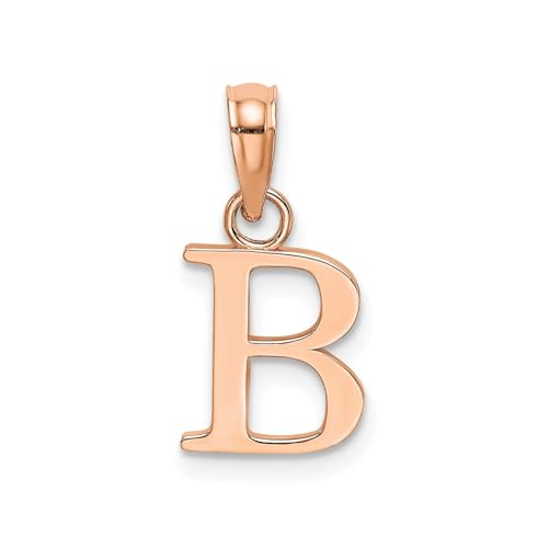 Colgante letra B de oro rosa de 14 quilates estilo bloque de 13x10 mm