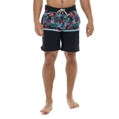 Eidon Young Men's Standard Sand n' Sea 18 Inch Length Boardshort Swim Trunk, Black