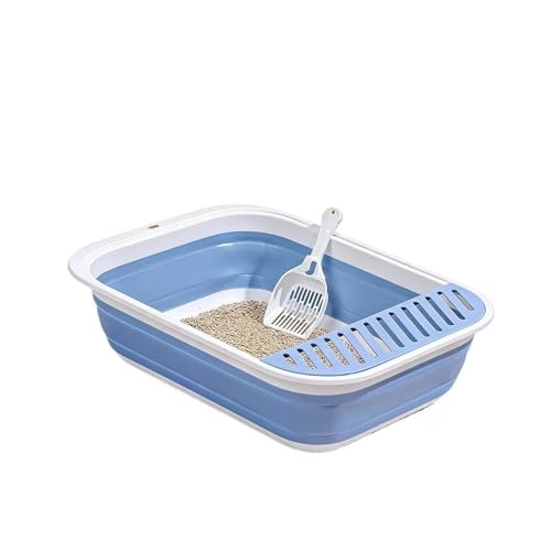 Arenero semi cerrado plegable para gatos azul pequeño miniatura 1