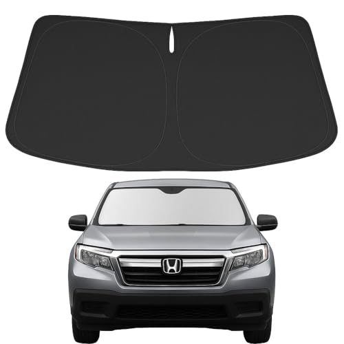 Proadsy 2025 Upgrade Windshield Sun Shade Custom Fit Honda Ridgeline 2017-2024 2025 4-Layer Foldable Front Sunshade Protector Sun Visor Blocks UV Rays Keep Car Cooler