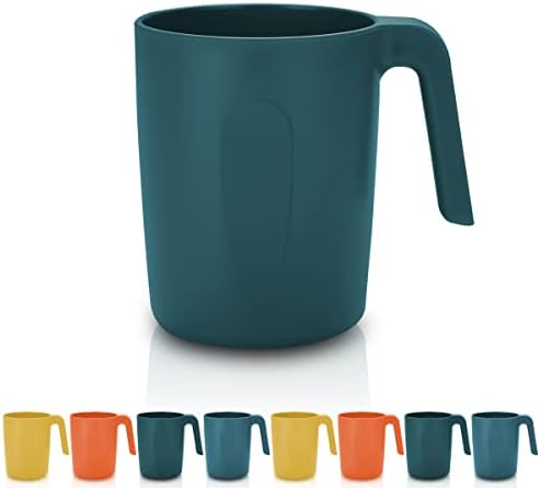 Kyraton Plastic Mug Set 8 Pieces, Unbreakable And Reusable Light Weight Travel Coffee Mugs Espresso Cups Easy to Carry And Clean Microwave Safe BPA Free Dishwasher Safe (Dark Green)