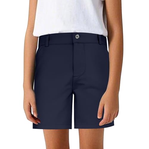 Boys Flat Front Performance Stretch Short Chino Golf Uniform Shorts Classic Pull-On Style Suit Shorts with Pockets2