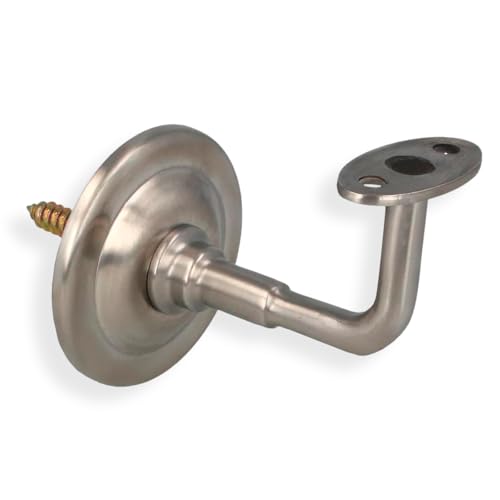 Amig - Soporte para Barandilla de Escaleras - Acero - Resistente al Óxido y a la Corrosión - Para Interiores y Exteriores -Color: Plateado - Dimensiones: Ø 70 x 75 x 45 mm