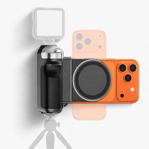 Tokdance Magnetic Phone Camera Grip: Double Sided N52 Mag-Rig 5lbs Strong Pull & Detachable 33ft Remote Shutter & 1/4 Mount for iPhone 17 16 15 Pro Max & Android for Videography Vlog Photographers