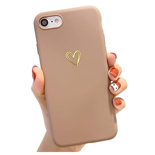 Compatible with iPhone 6/6s Case for Women Girls, Soft Flexible Durable Cute Heart Pattern Slim Thin TPU Shockproof Case for iPhone 6/6s 4.7＂ -Brown