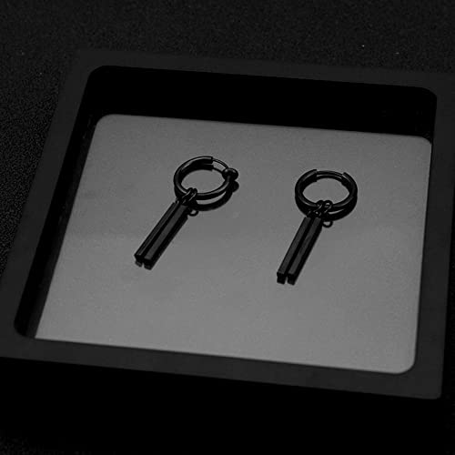 Minimalist Double Bar Small Hoop Short Dangle Drop Earrings for Men Women Boys Girls 316L Stainless Steel Charms Huggie Hinged Hoops Cartilage Helix Hypoallergenic Fashion Personalized Punk Personalized Geometric Line Stick Dangling Gifts Boyfriend Birthday Bff2