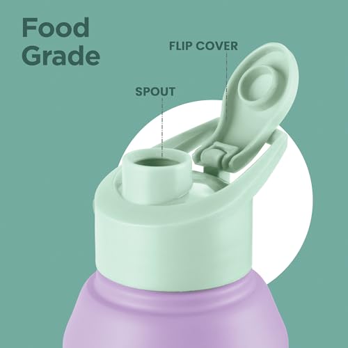 Image of MILTON Comet 1000 ISI Certified Stainless Steel Water Bottle I Leak Proof I Rust proof I Single Walled I Ideal for Office, School, Home, Gym, 1000 ml, Purple & Mint Green