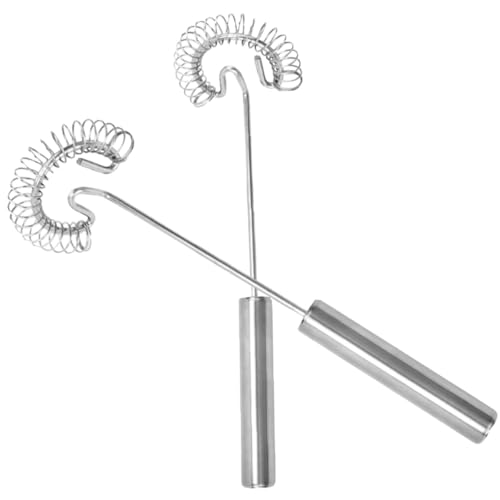 TOBBOMEY 2個 エルゴノミクス設計ハンドル付き手動卵泡立て器 多機能スプリングホイッパー キッチン用ミルク泡立て器 ソース攪拌対応