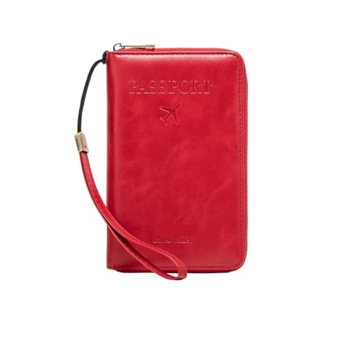 Passport Cover Minimalist Fashion Bag Multifunctional PU Leather Holder Travel Accessories(HZ729-Red)