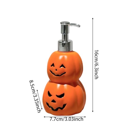 6.3in Glossy Pumpkin Shaped Soap Dispenser for Halloween Bathroom Decor - image 2