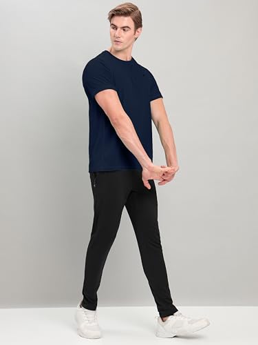 Image of TECHNOSPORT Men's Solid Slim Fit Round Neck T-Shirt TECHNOCOOL+ Half Sleeve Slip On Polyester for Gym Running Workout UPF50+ Anti Odour
