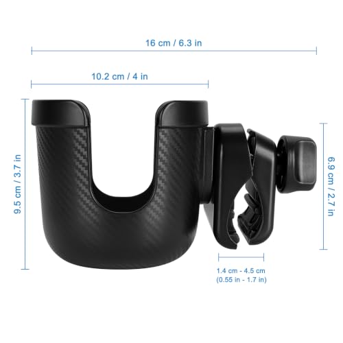 Image of Accmor Stroller Cup Holder, Drinks Holder Bike Walker Wheelchair | 360 Rotatable Attachment Accessories for Uppababy Nuna Doona Strollers Scooter