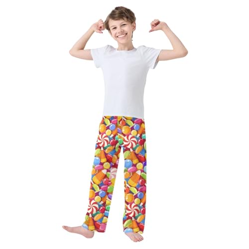 ZZXXB Halloween Candies Boys Long Pants Soft Trousers Elastic Waist Kids Lounge Bottoms with Pockets S-XL2