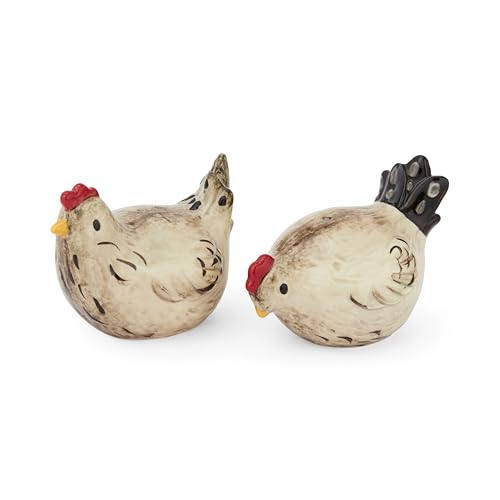 Cooksmart Hen House Lane Salière et poivrière | Ustensiles de cuisine de ferme de conception britannique | Ensemble en céramique en forme de poule en relief...