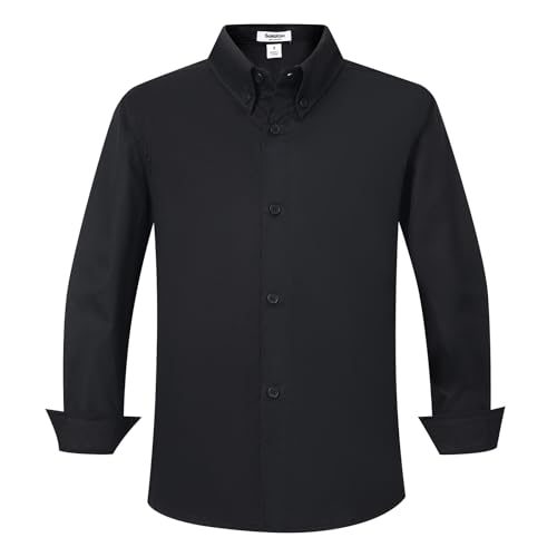Boys' Long Sleeve Pure Cotton Classic Collar Buckle Dress Shirt Boys 4-18 Years
