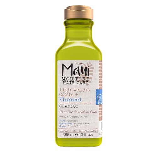 Maui Moisture Lightweight Curls + Flaxseed Shampoo, Paraben Free, Silicone Free, 13 Fl Oz,Green