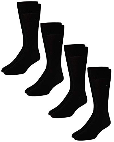 Tommy Hilfiger Men's Socks - Lightweight Cotton Blend Mid-Calf Althletic Crew Socks (4 Pack), Size Shoe Size: 7-12, Black