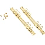 Craftelier - Kit of 2 Mechanisms for 6 Ring Binders | Size Approx. 22,7 cm (8.94") - Ring Diameter 3,3 cm (1.30") - Distance Between Rings 1,9 cm (0.75") | Includes 8 Fixing Brads | Gold Colour