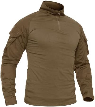 TACVASEN Slim Fit Herren Baumwollhemd Outdoor Military T-Shirt mit Tasche