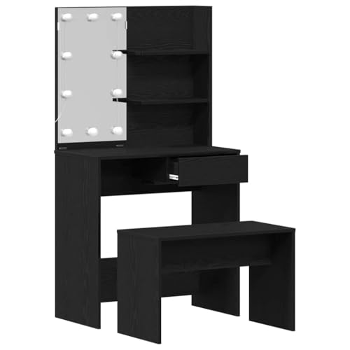 Tocador LED roble negro para ordenar dormitorios pequeños sin perder estilo 7