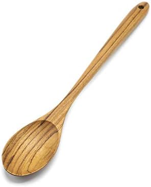 FAAY 13.5" Teak Cooking Spoon, Wooden Spoon, Mixing Spoon Handcraft from Teak | Healthy and High Moist Resistance for Non Stick Cookware