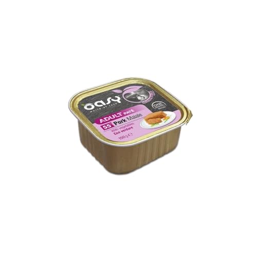 Oasy Umido Cane Adult Grainfree, alimento completo per cani di tutte le taglie, formulato senza cereali,senza glutine, gusto MAIALE | 11 vaschette da 150 grammi l'una.