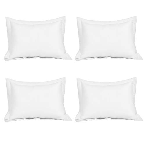 PiccoCasa 4 Pcs White Pillow Shams Soft 1800 Microfiber King 20x36 Oxford Pillowcases