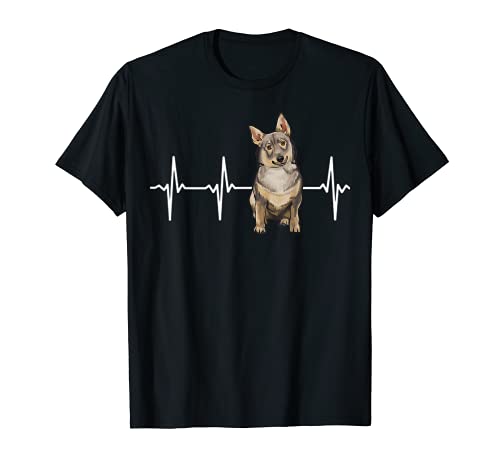 Swedish Vallhund Heartbeat Dog Lover T-Shirt, Black