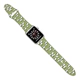 Green Sheep Print Watch Bands Compatible with Apple Watch 38mm 40mm 41mm for Women Men Silicone Wristbands Strap Replacement for IWatch Series SE 8 7 6 5 4 3 2 1