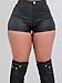 Women's High Waist Faux Leather Shorts Sexy PU Leather Matt Shorts Large Matte-Black