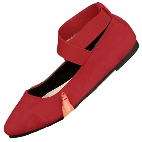 Women's Solid Color Cross Ankle Strap Ballet Flats, Casual Comfortable Black Flat Shoes for Daily Wear, Footwear, Lightweight Breathable for All Seasons, Ballerina, Office Shoes