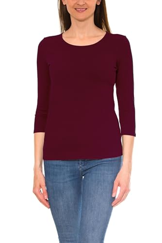 Alkato Damen Shirt 3/4 Arm mit Rundhals, Farbe: Weinrot, Größe: XL