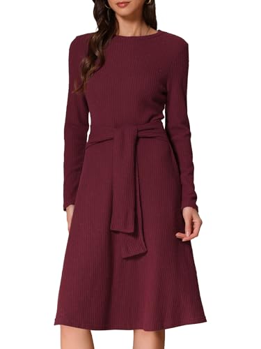 Robe pull à manches longues tricotée robe en maille côtelée ajustée hiver